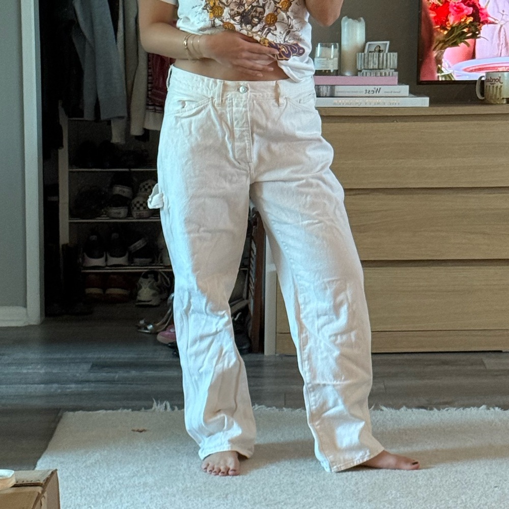Madewell White Women's Cargo Painter Jeans